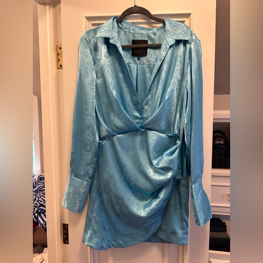 Le Superbe blue faux wrap shirt dress